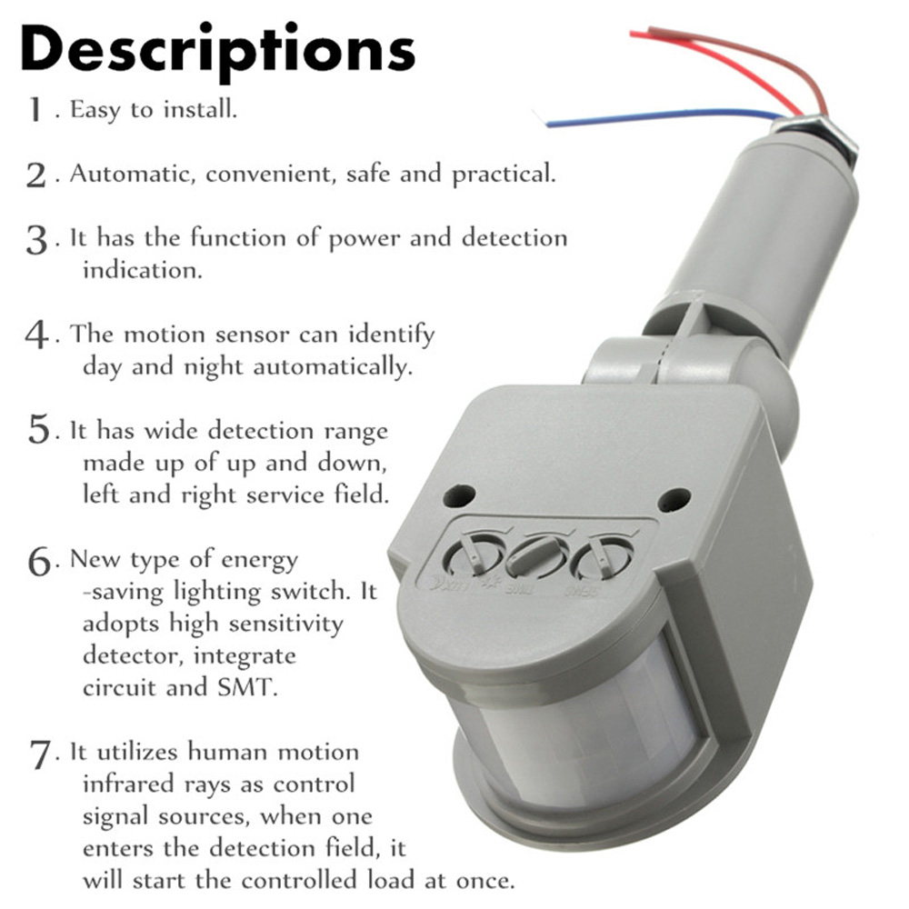 LED Motion Sensor 220V 110V 12 - огляд і ціна Outdoor Lighting Timer Switch