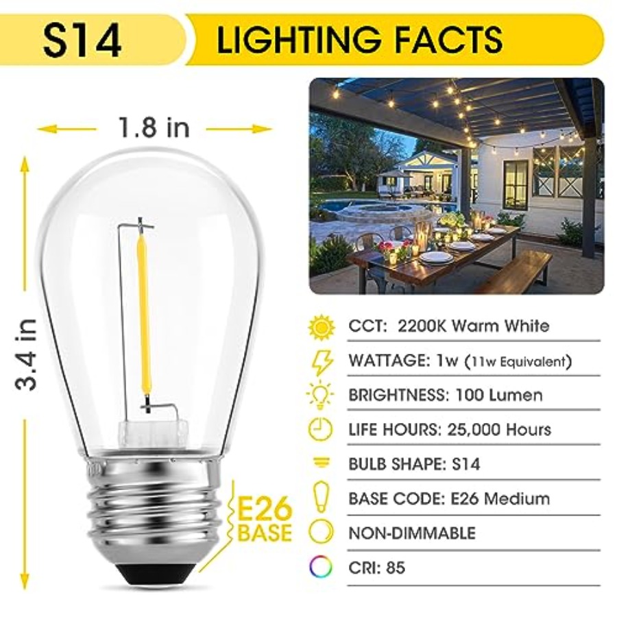 36 Pack S14 LED Bulbs for Outd - огляд і ціна Outdoor Lighting For Patio