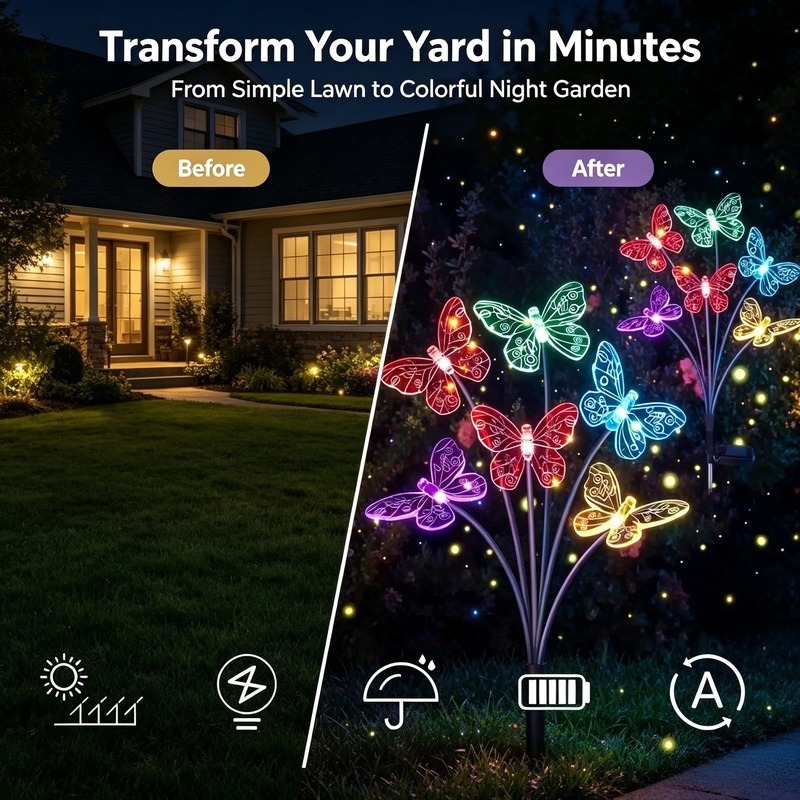 Solar Powered Butterfly Lights - огляд і ціна Outdoor Lighting Yard